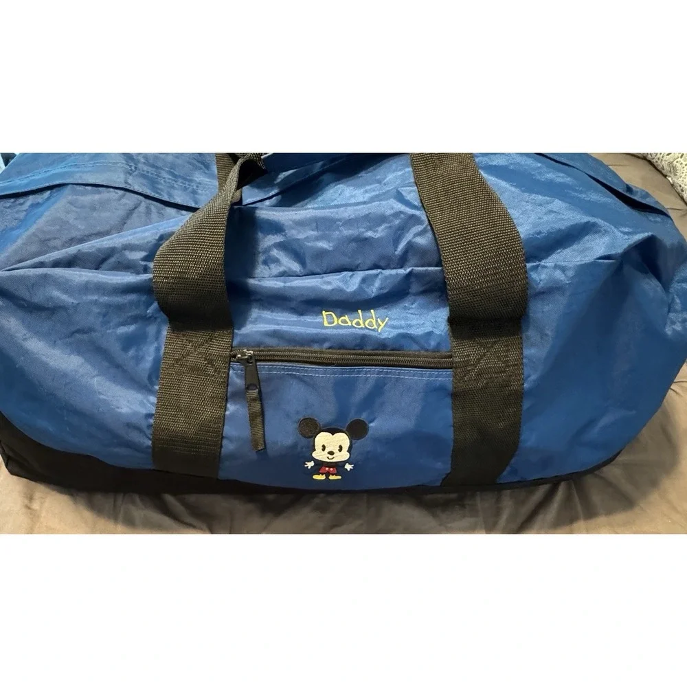 Disney Large Blue Mickey Mouse Travel Duffle Bag Embroidered Daddy